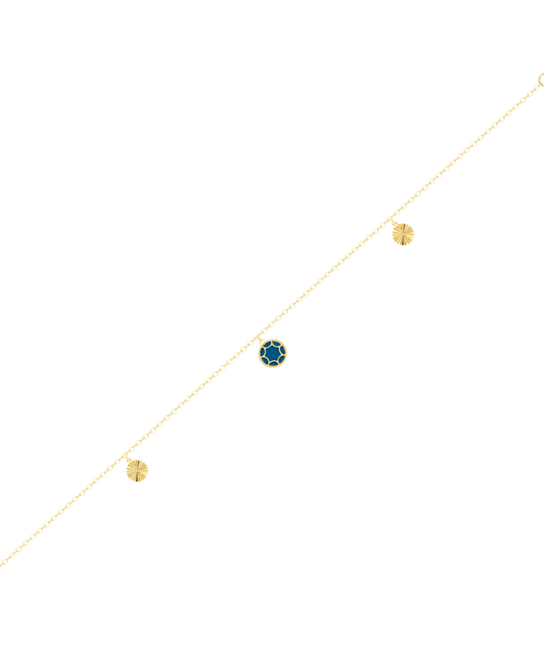 Roma Anklet In 18k Yellow Golf With Turquoise Blue Mother Of Pearl
