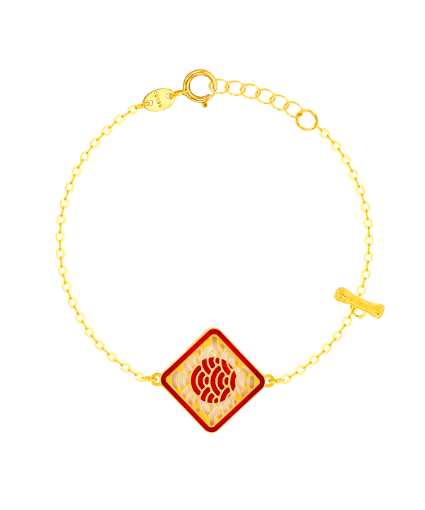 Tokyo Rhombus Two Faced Single T Bar 18k Yellow Gold