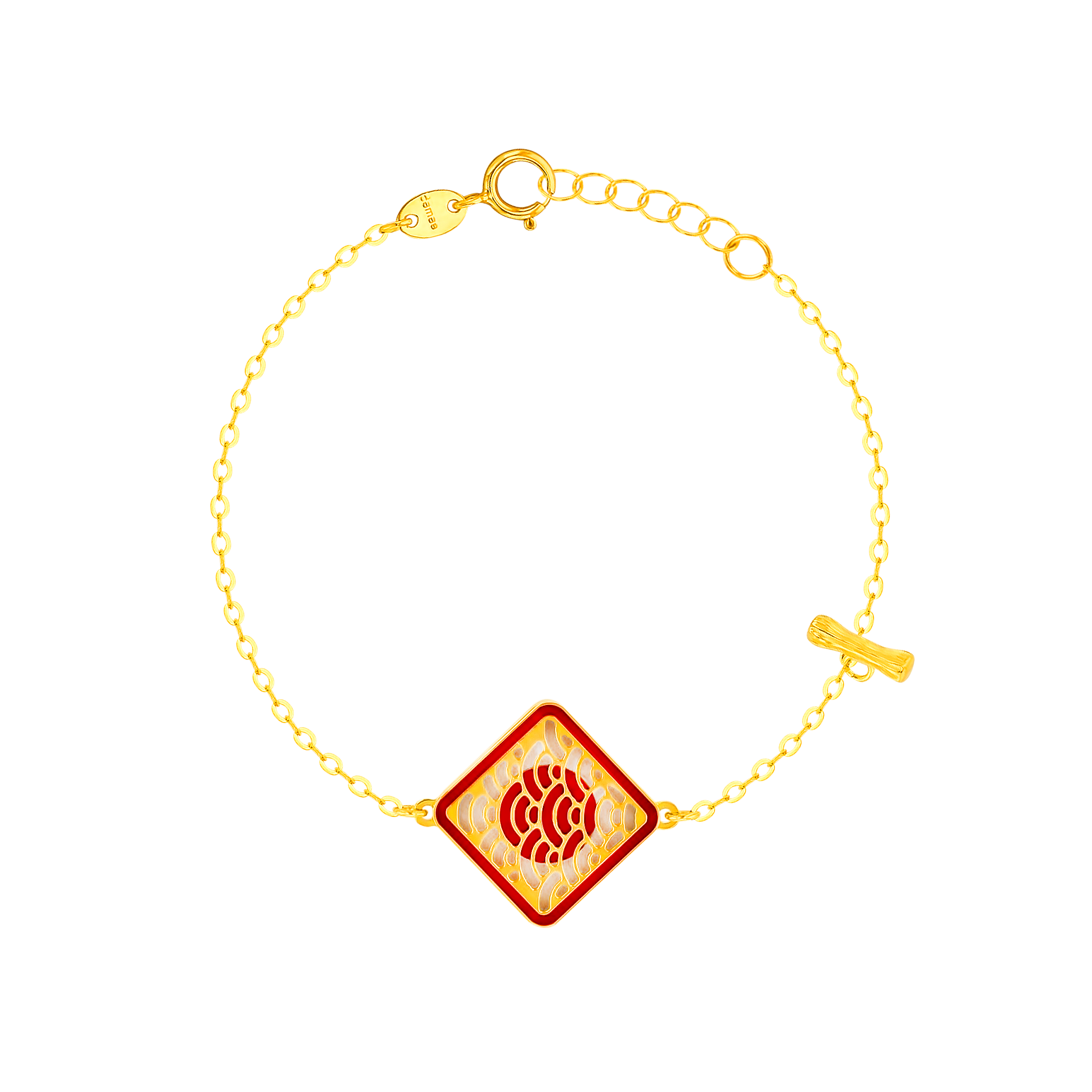 Tokyo Rhombus Two Faced Single T Bar 18k Yellow Gold