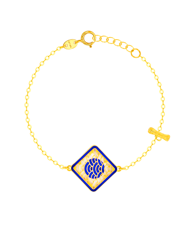 Tokyo Rhombus Two Faced Single T Bar 18k Yellow Gold