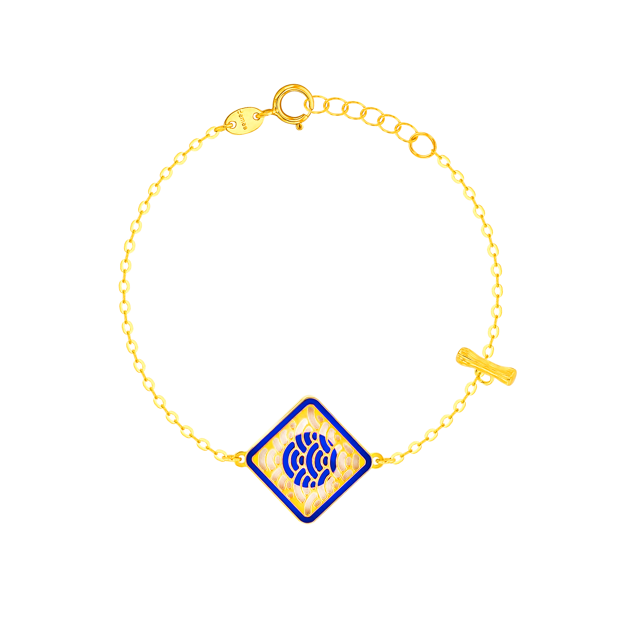Tokyo Rhombus Two Faced Single T Bar 18k Yellow Gold