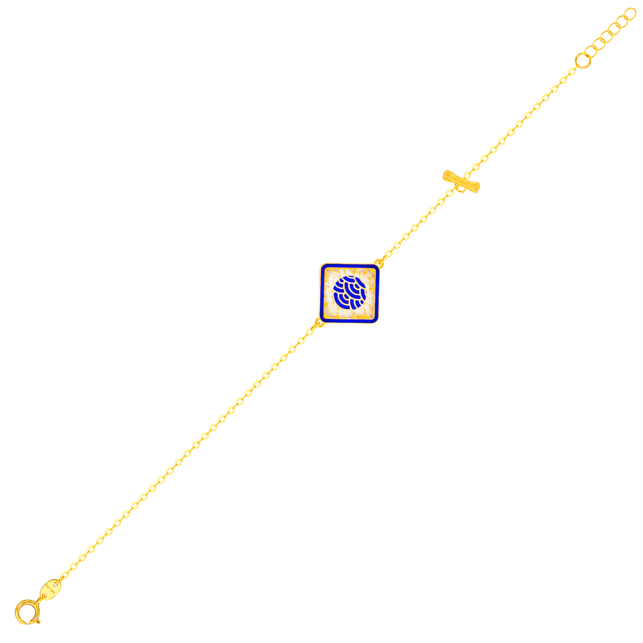 Tokyo Rhombus Two Faced Single T Bar 18k Yellow Gold
