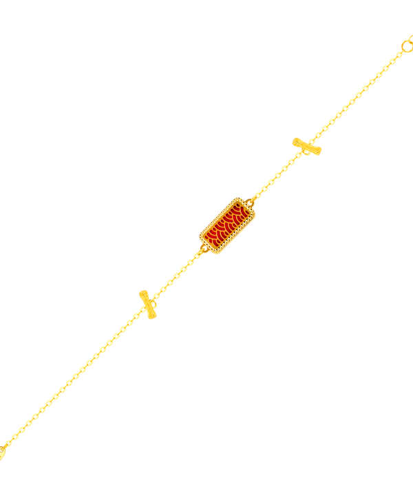 Tokyo Rectangle Shape Double T Bar Two Faced 18k Yellow Gold Bracelet
