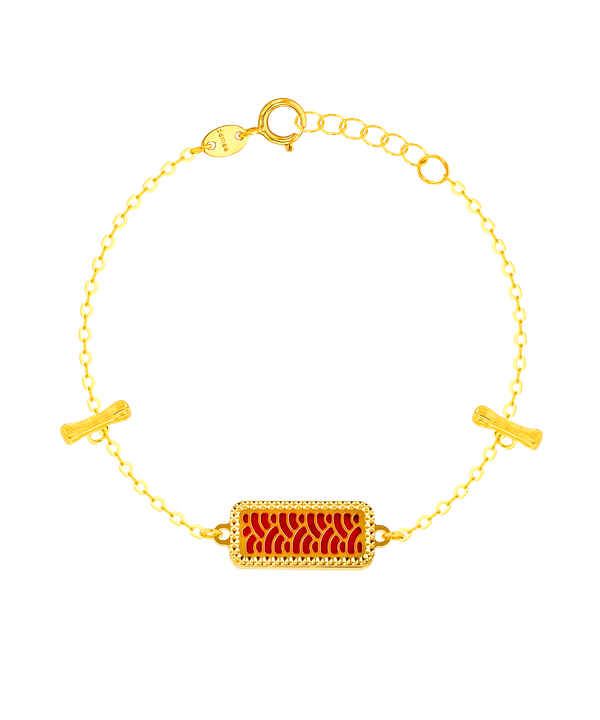 Tokyo Rectangle Shape Double T Bar Two Faced 18k Yellow Gold Bracelet