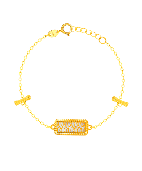 Tokyo Rectangle Shape Double T Bar Two Faced 18k Yellow Gold Bracelet