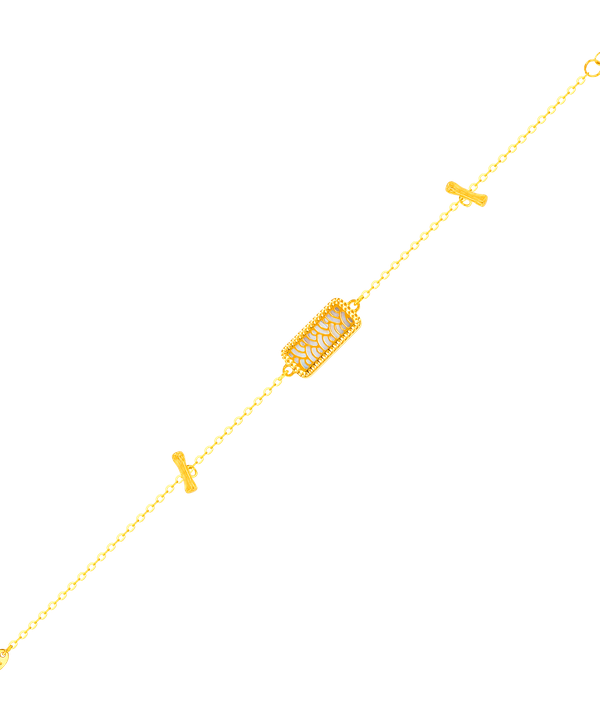 Tokyo Rectangle Shape Double T Bar Two Faced 18k Yellow Gold Bracelet