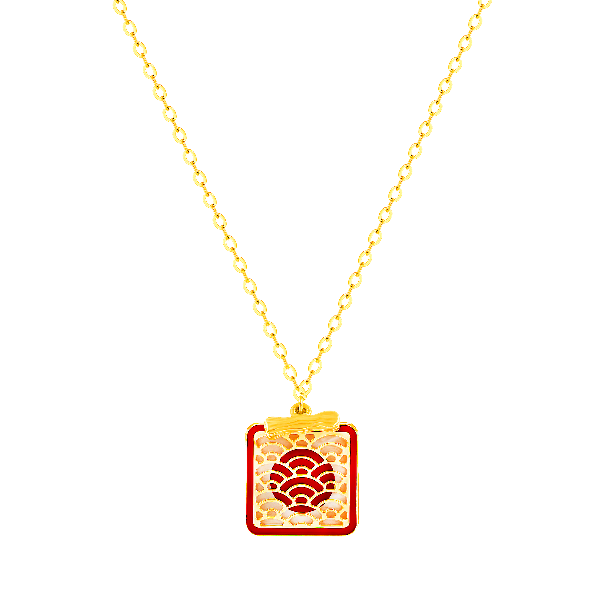 Tokyo Single T Bar Two Faced 18k Yellow Gold Necklace