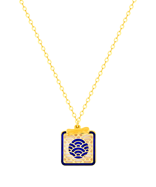 Tokyo Single T Bar Two Faced 18k Yellow Gold Necklace