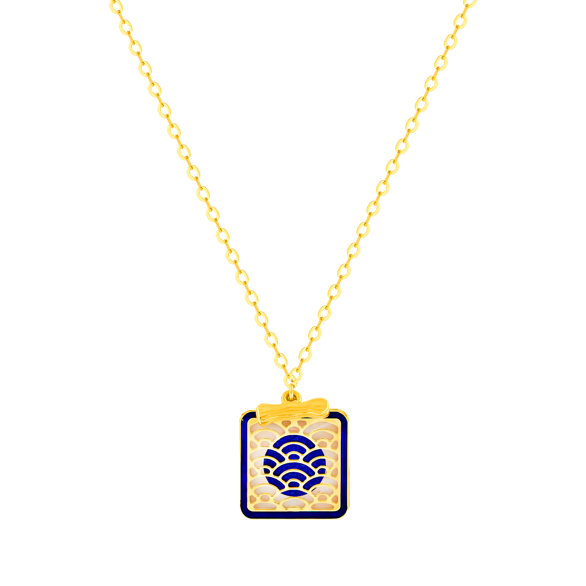 Tokyo Single T Bar Two Faced 18k Yellow Gold Necklace