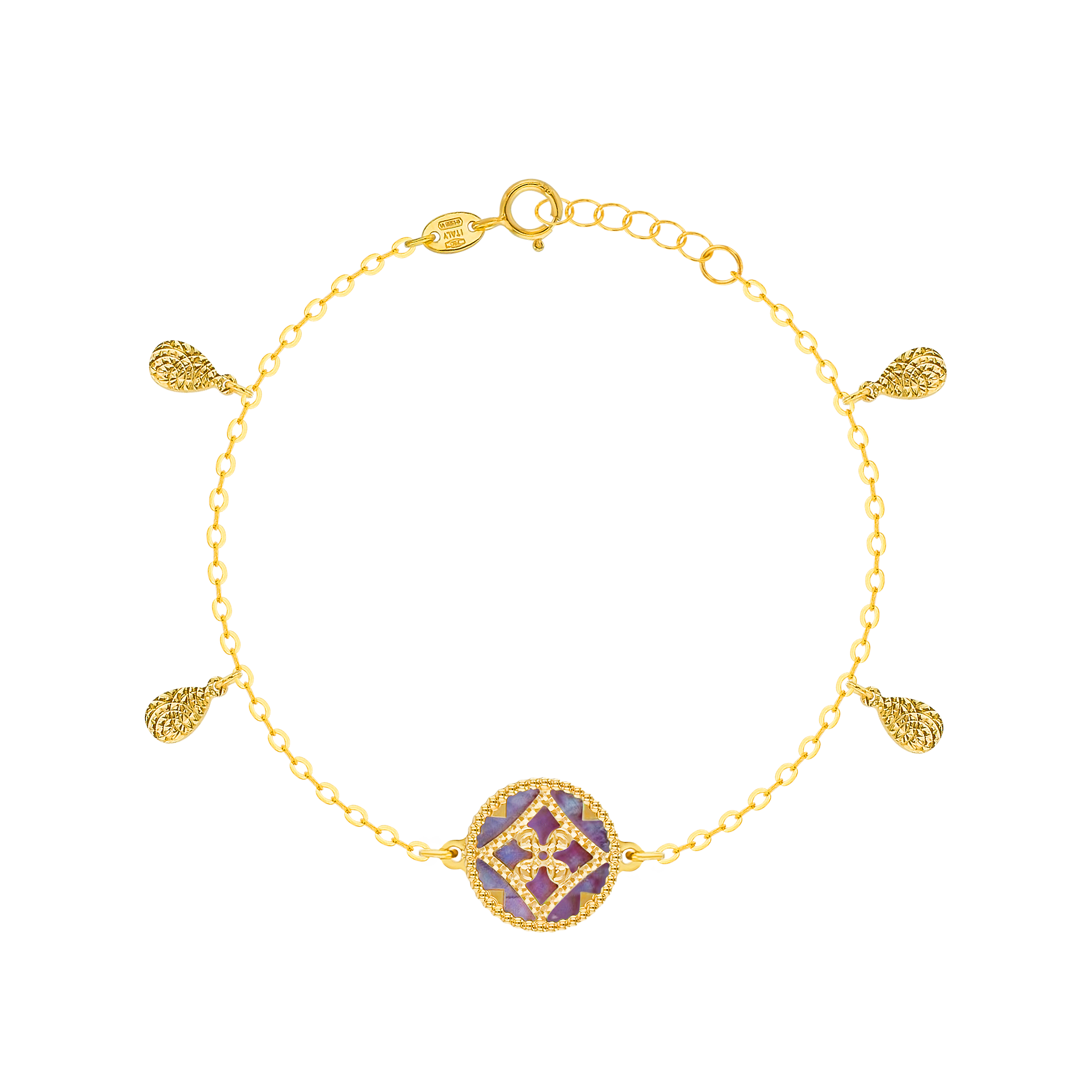 Versailles Single Motif And Multi Drops Bracelet In 18k Yellow Gold