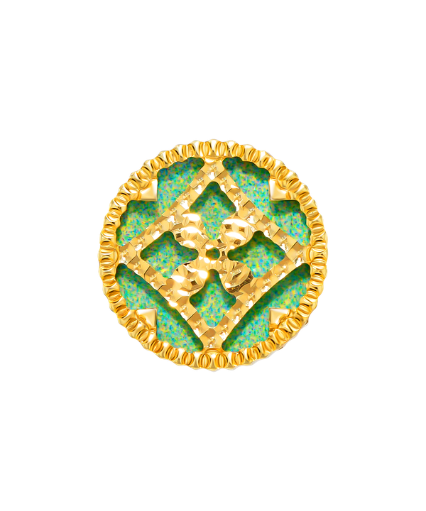 Versailles Stud Earrings With Coloured Mother Of Pearl In 18k Yellow Gold
