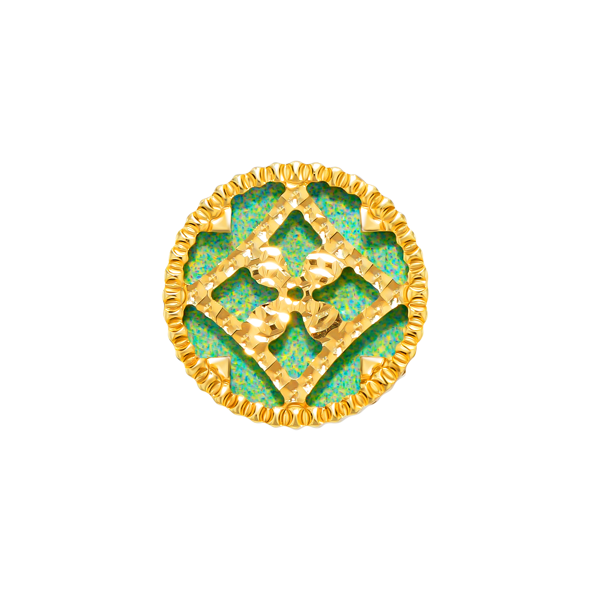 Versailles Stud Earrings With Coloured Mother Of Pearl In 18k Yellow Gold