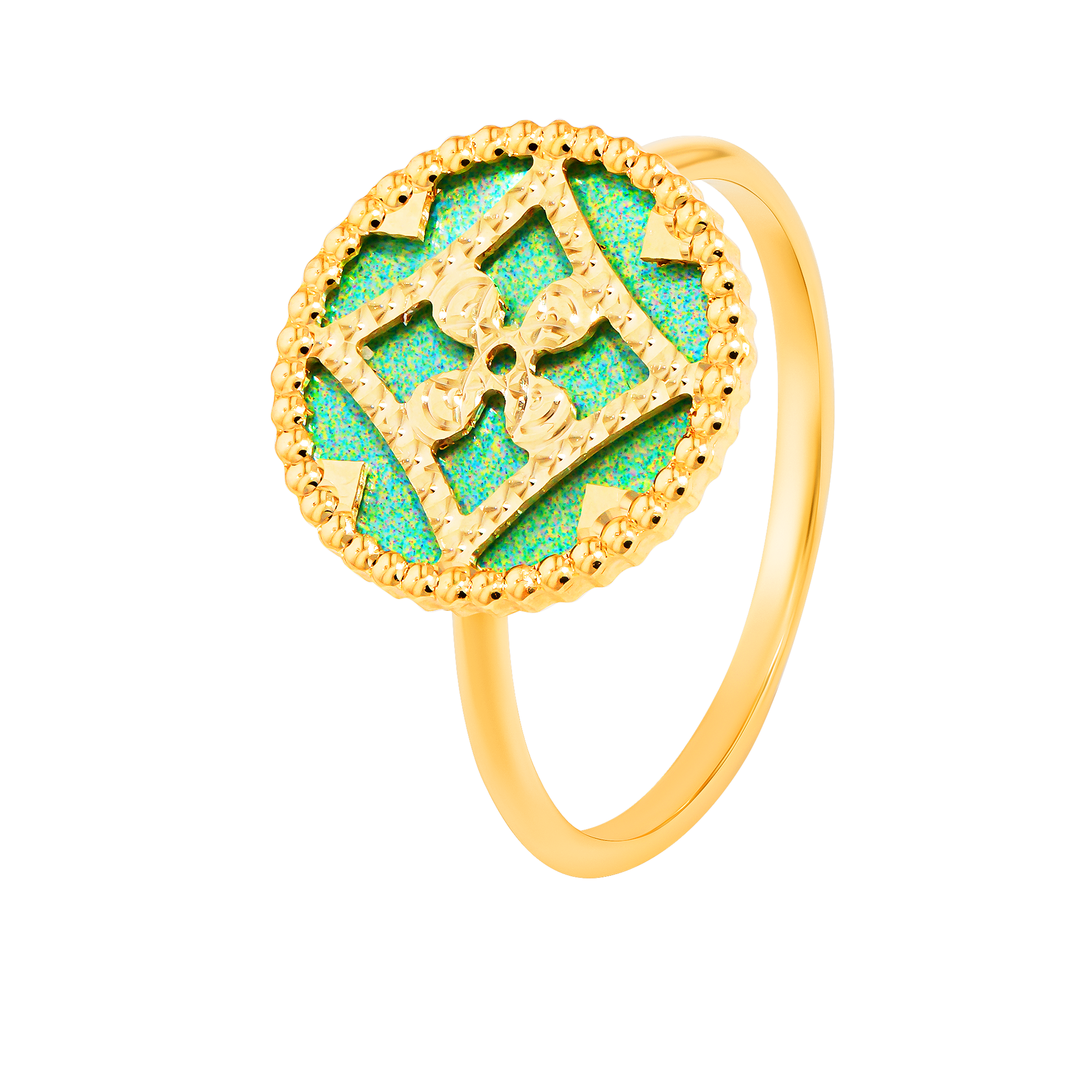 Versailles Single Motif Green Mother Of Pearl In 18K Yellow Gold