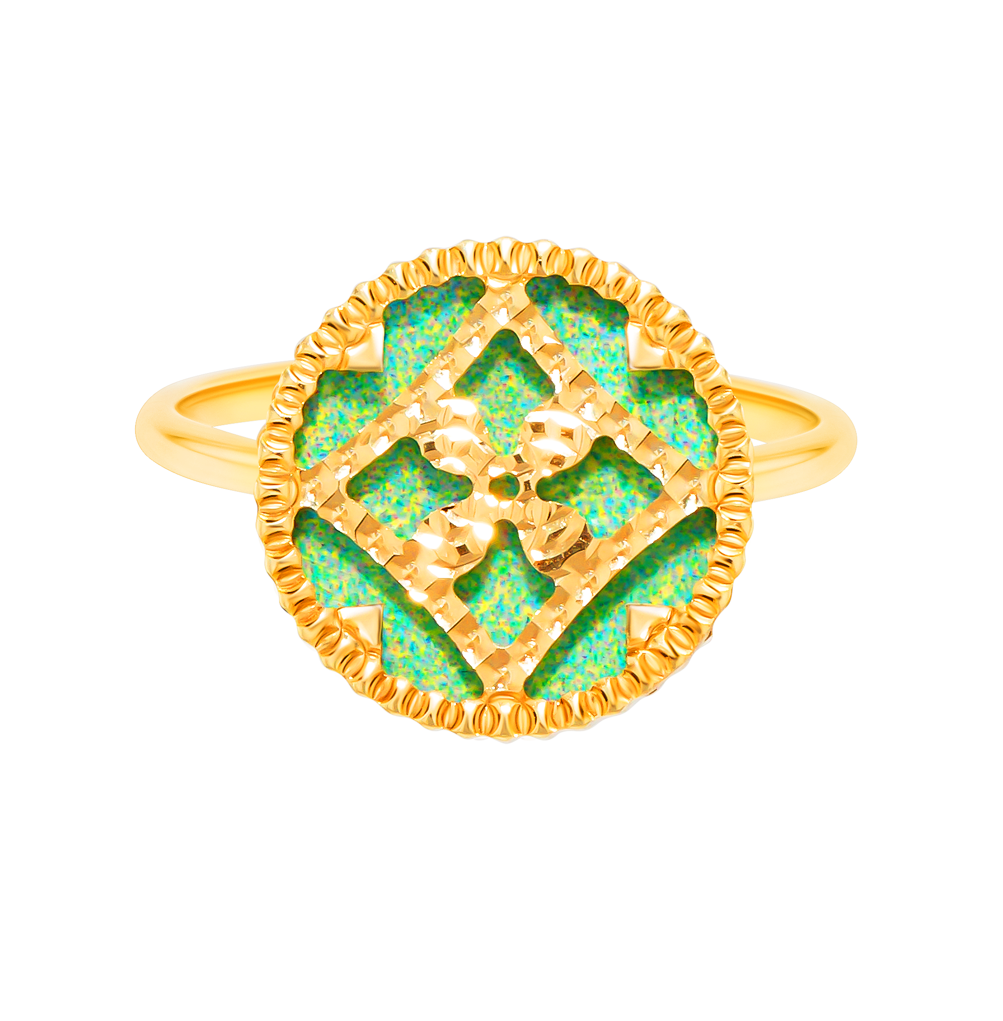 Versailles Single Motif Green Mother Of Pearl In 18K Yellow Gold