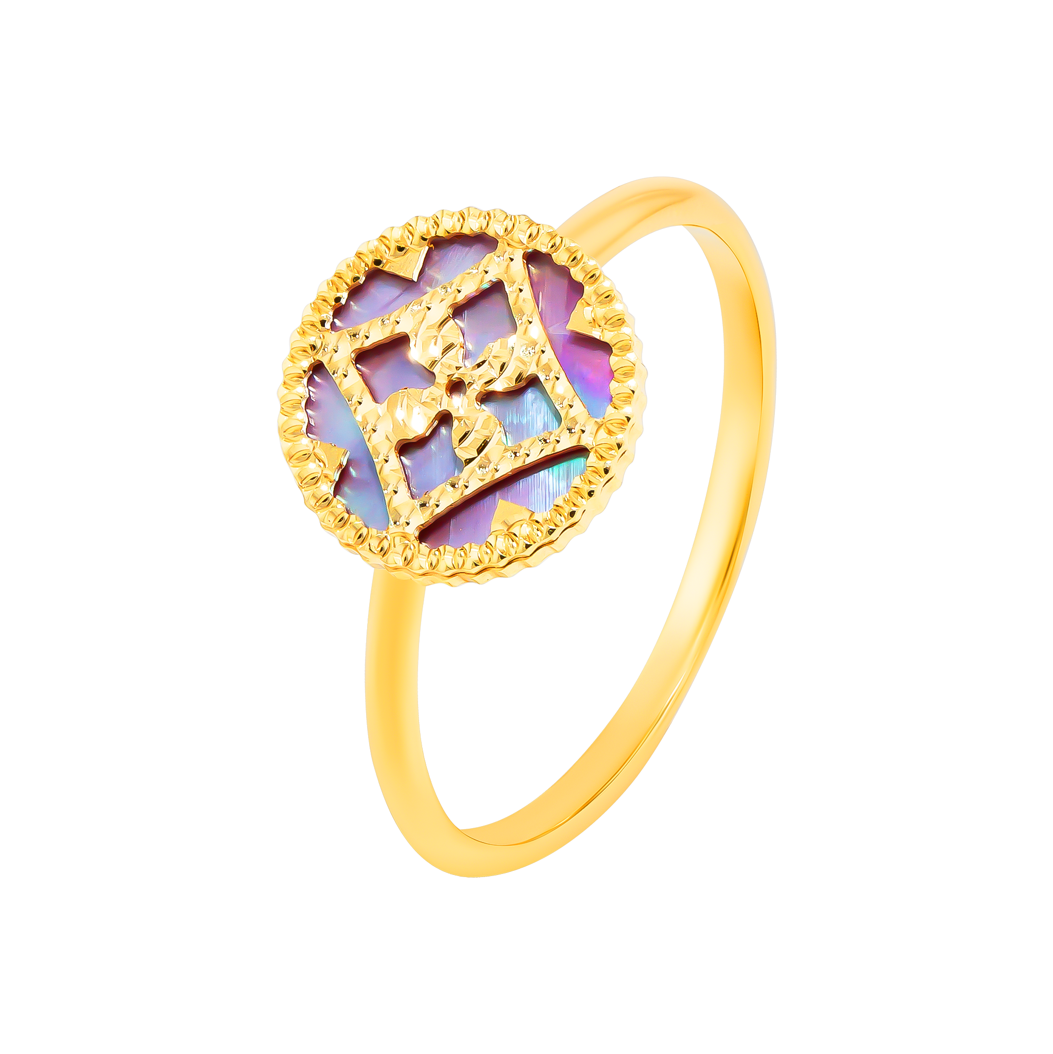 Versailles Single Motif Purple Mother Of Pearl In 18k Yellow Gold