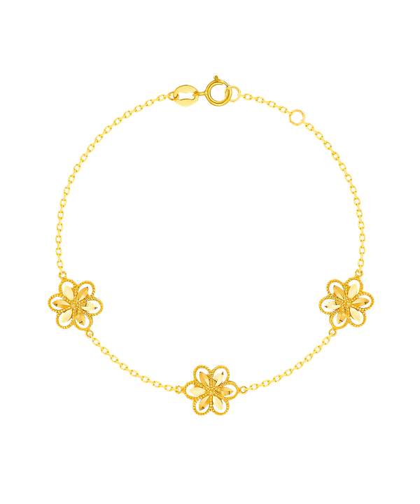 Anmol Floret Trio Motif Bracelet In 21k Yellow Gold