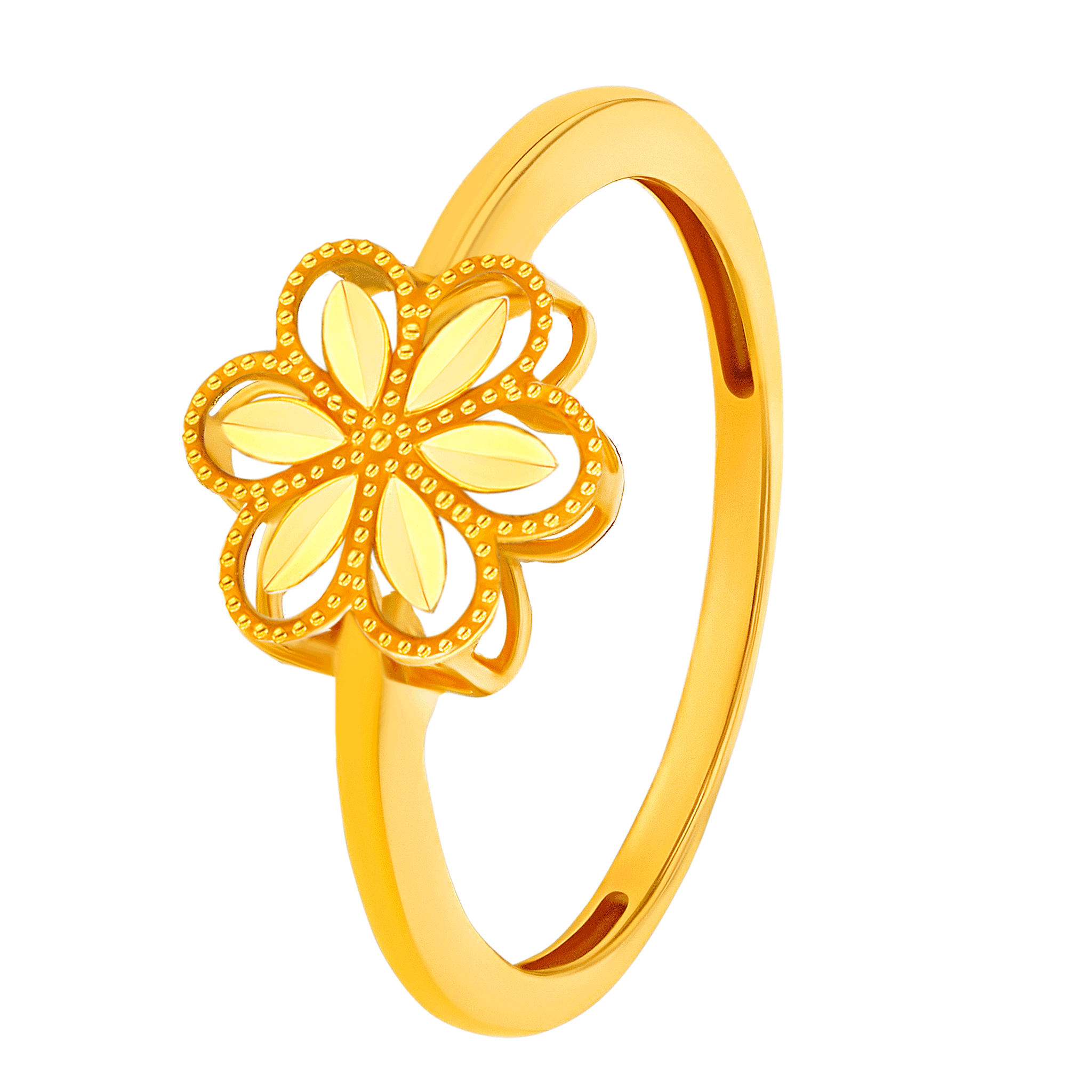 Anmol Floret Single Motif Medium Ring In 21k Yellow Gold