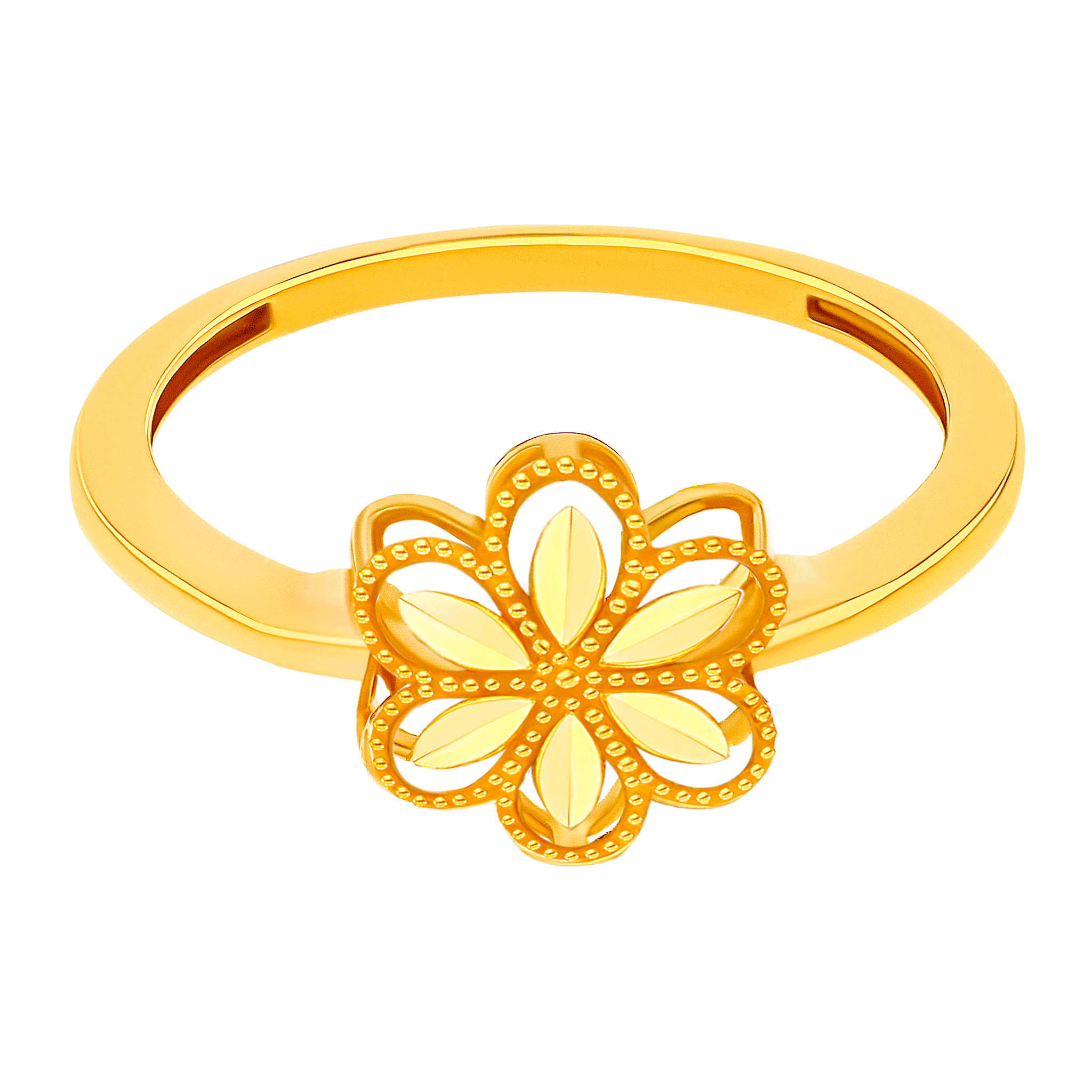 Anmol Floret Single Motif Medium Ring In 21k Yellow Gold