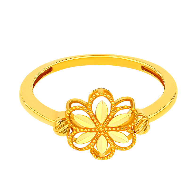 Anmol Floret Single Motif Large Ring In 21k Yellow Gold