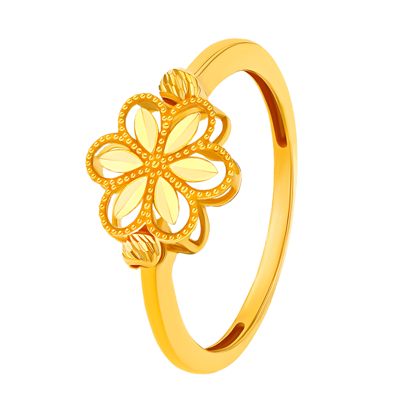 Anmol Floret Single Motif Large Ring In 21k Yellow Gold
