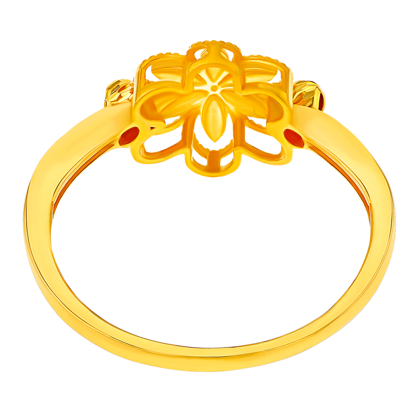 Anmol Floret Single Motif Large Ring In 21k Yellow Gold