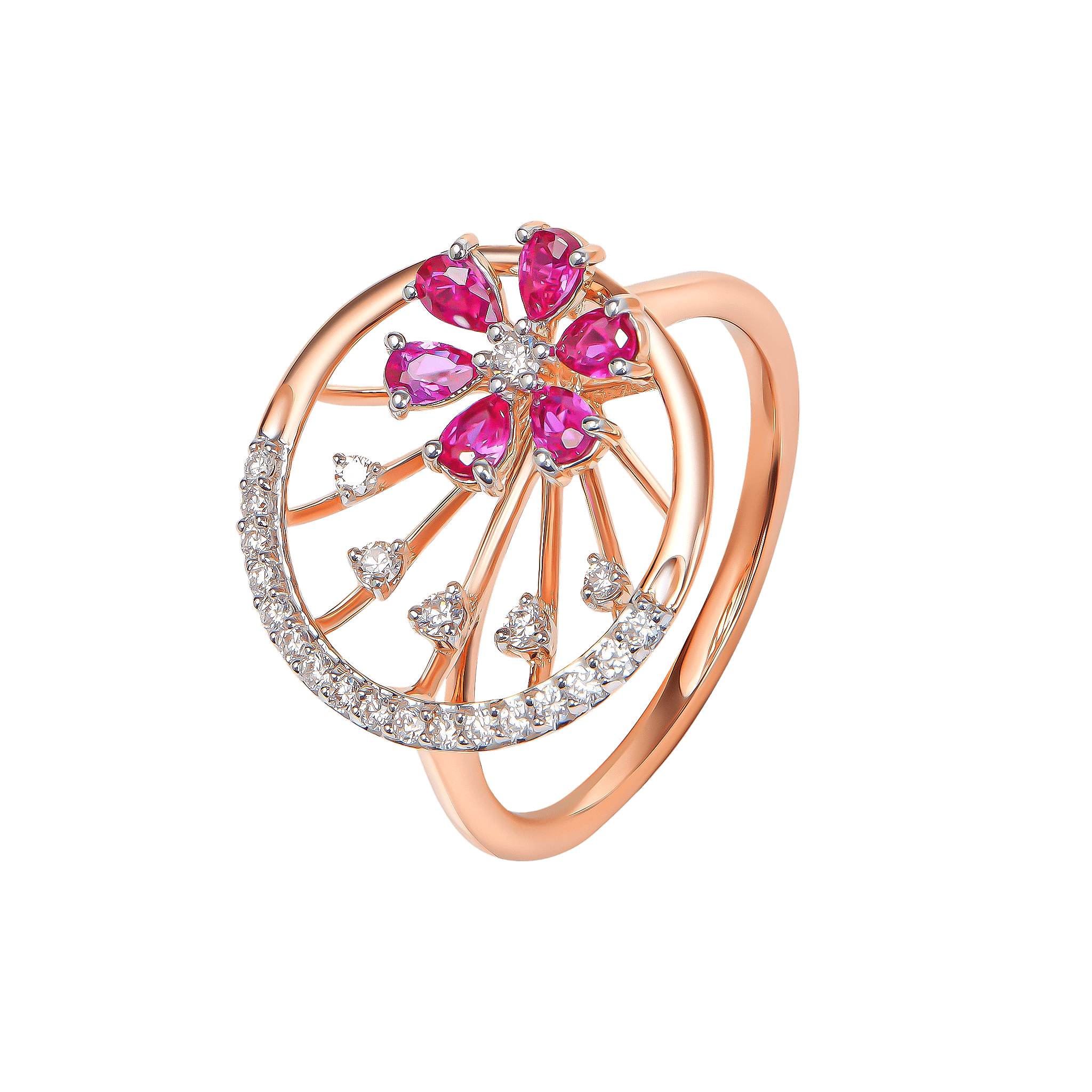 Diamond & Ruby Ring In 18k Gold