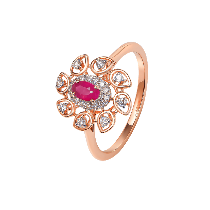 Diamond & Ruby Ring In 18k Gold