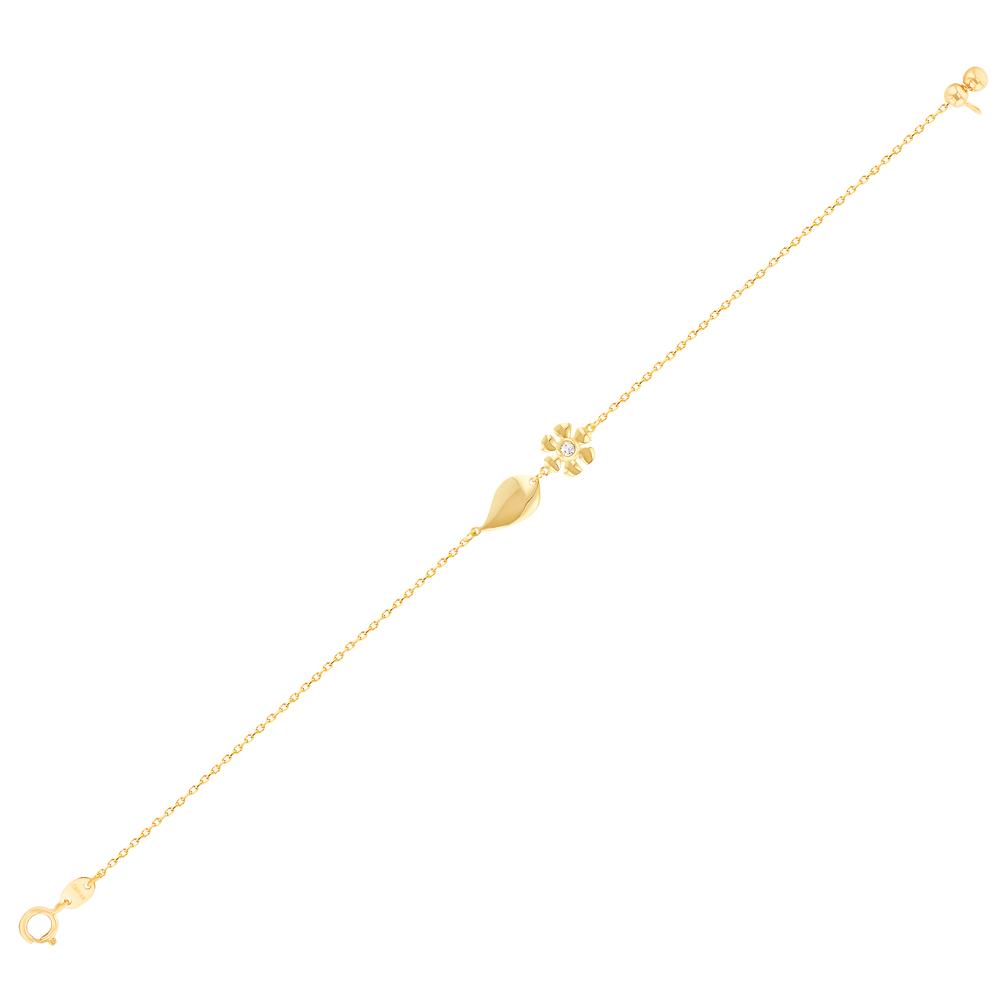 Ara Six Petals Flower Diamond Bracelet In 18k Yellow Gold