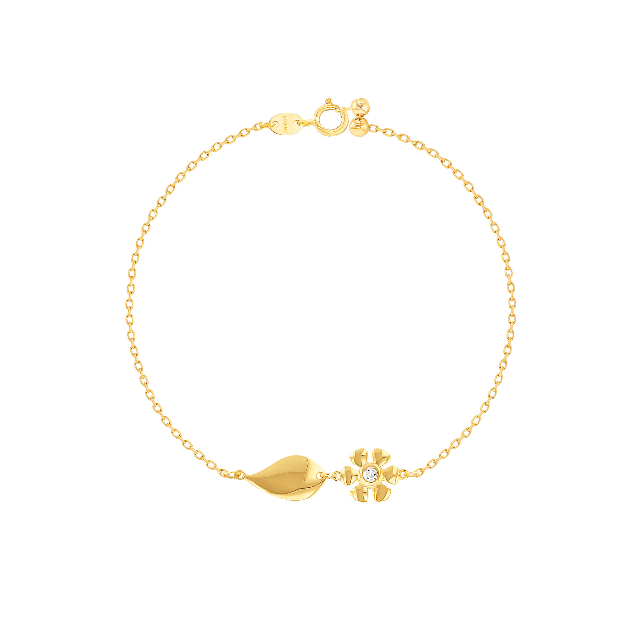 Ara Six Petals Flower Diamond Bracelet In 18k Yellow Gold