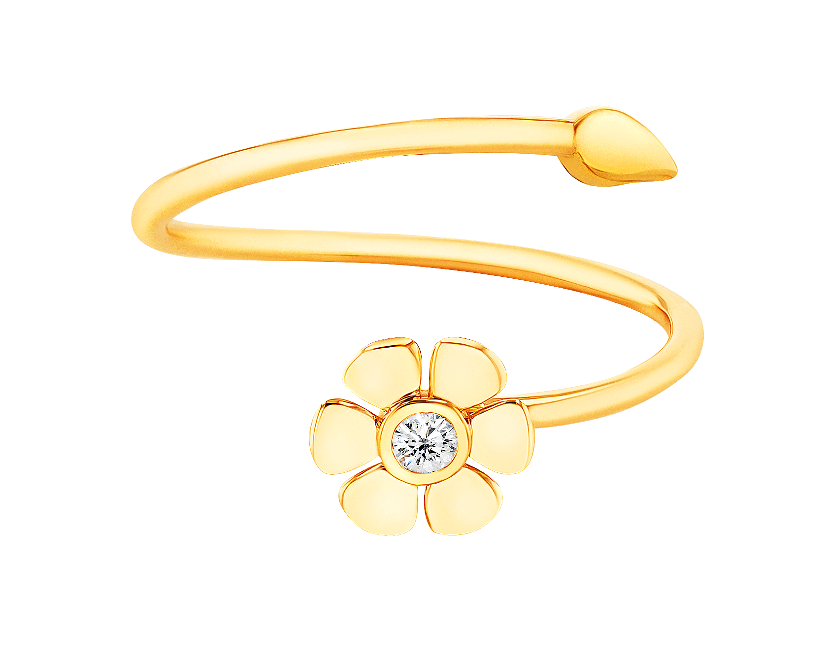 Ara Six Petals Flower Diamond Twisted Ring In 18k Yellow Gold