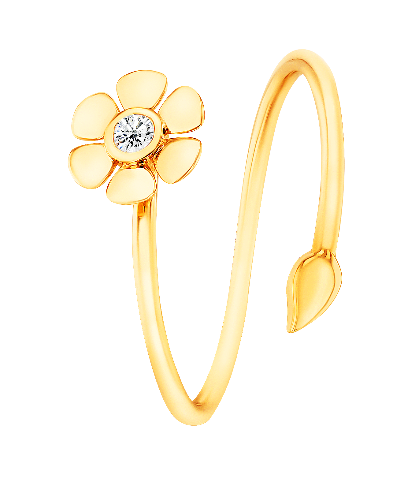 Ara Six Petals Flower Diamond Twisted Ring In 18k Yellow Gold