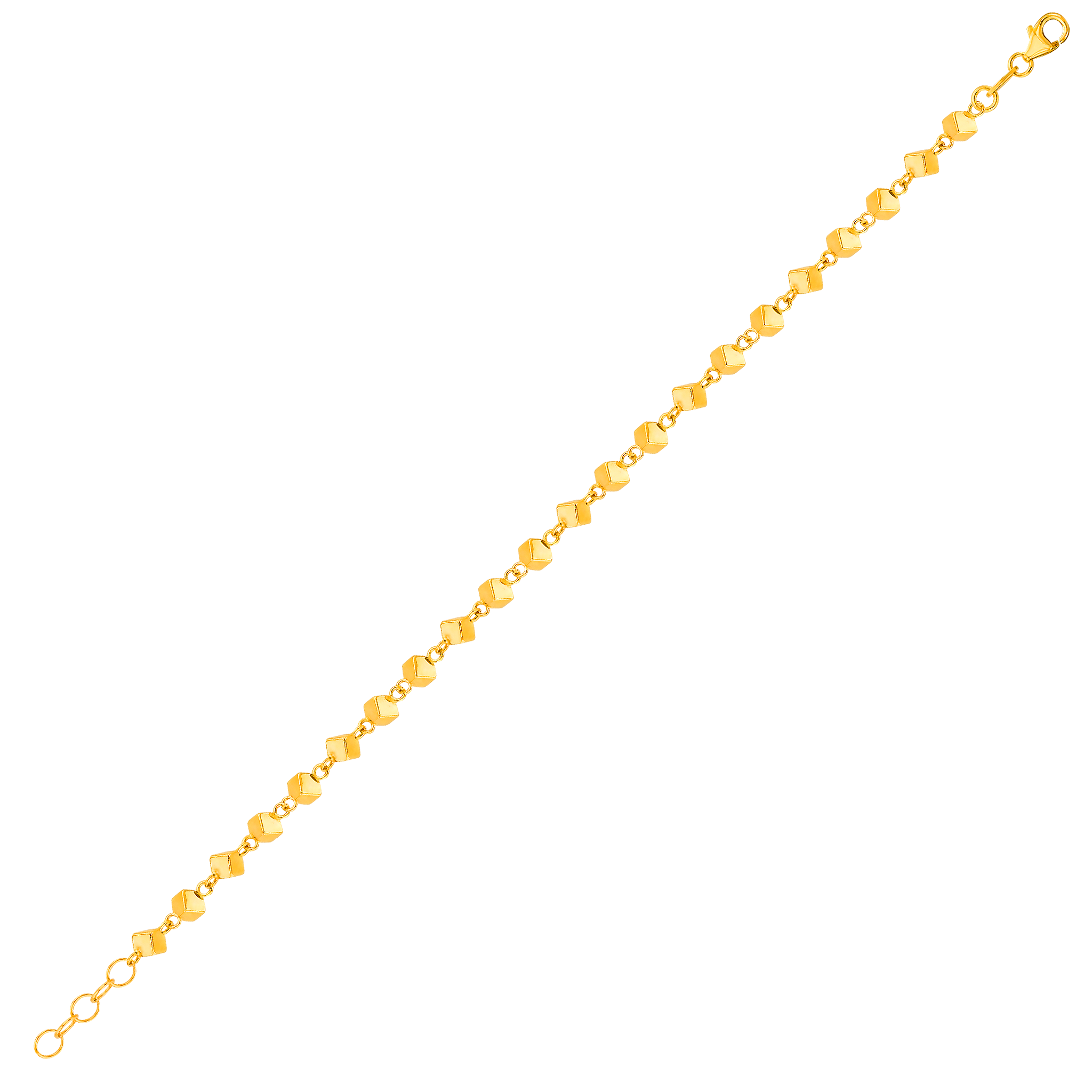 Cubes Dense Beads Bracelet 18k Yellow Gold
