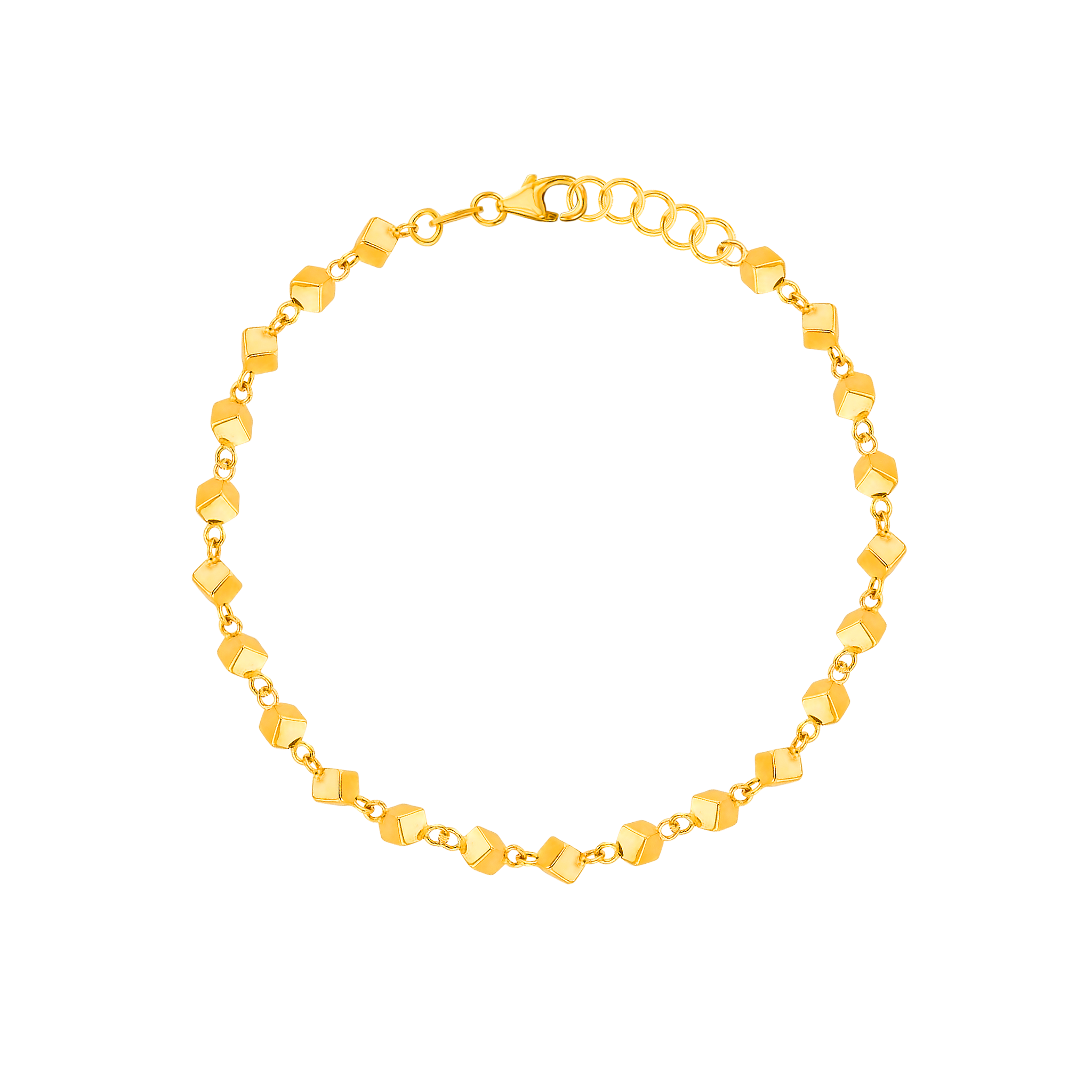 Cubes Dense Beads Bracelet 18k Yellow Gold