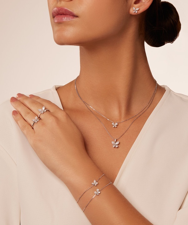 Flora Diamond Bracelet In 18k White Gold