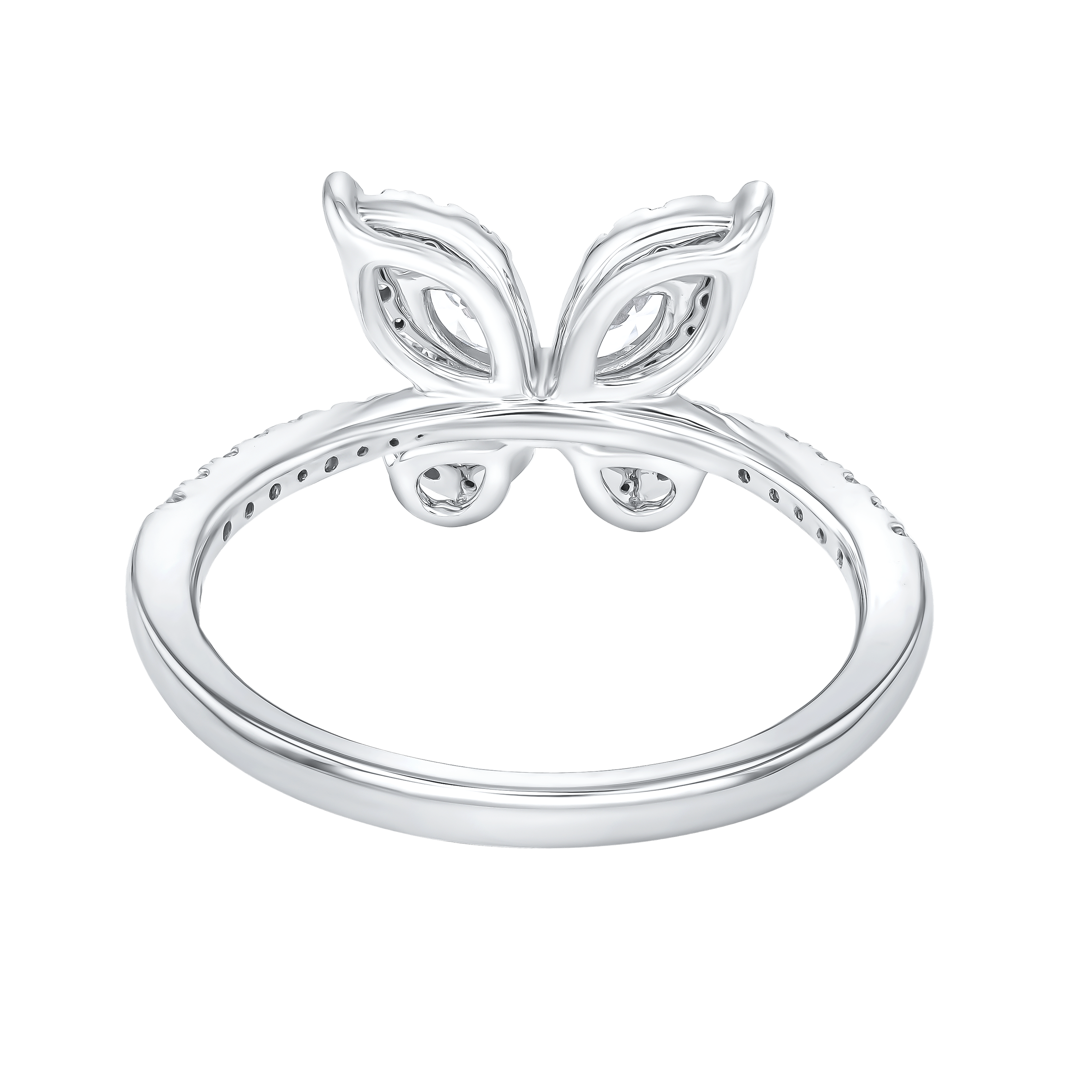 Flora Diamond Ring In 18k White Gold