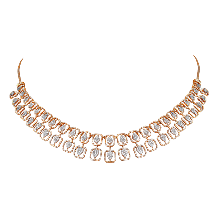 Diamond Necklace & Earring In 18k Gold