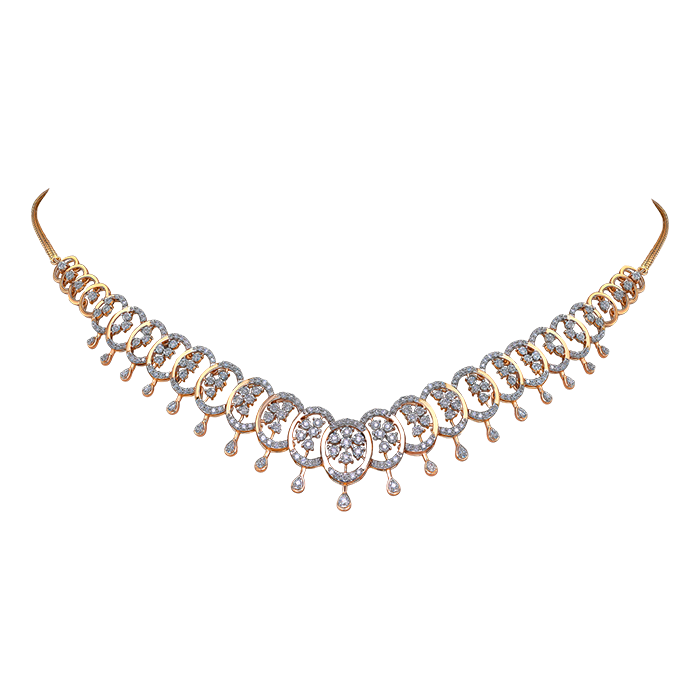 Diamond Necklace & Earring In 18k Gold