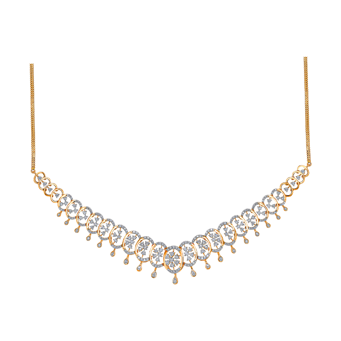 Diamond Necklace & Earring In 18k Gold