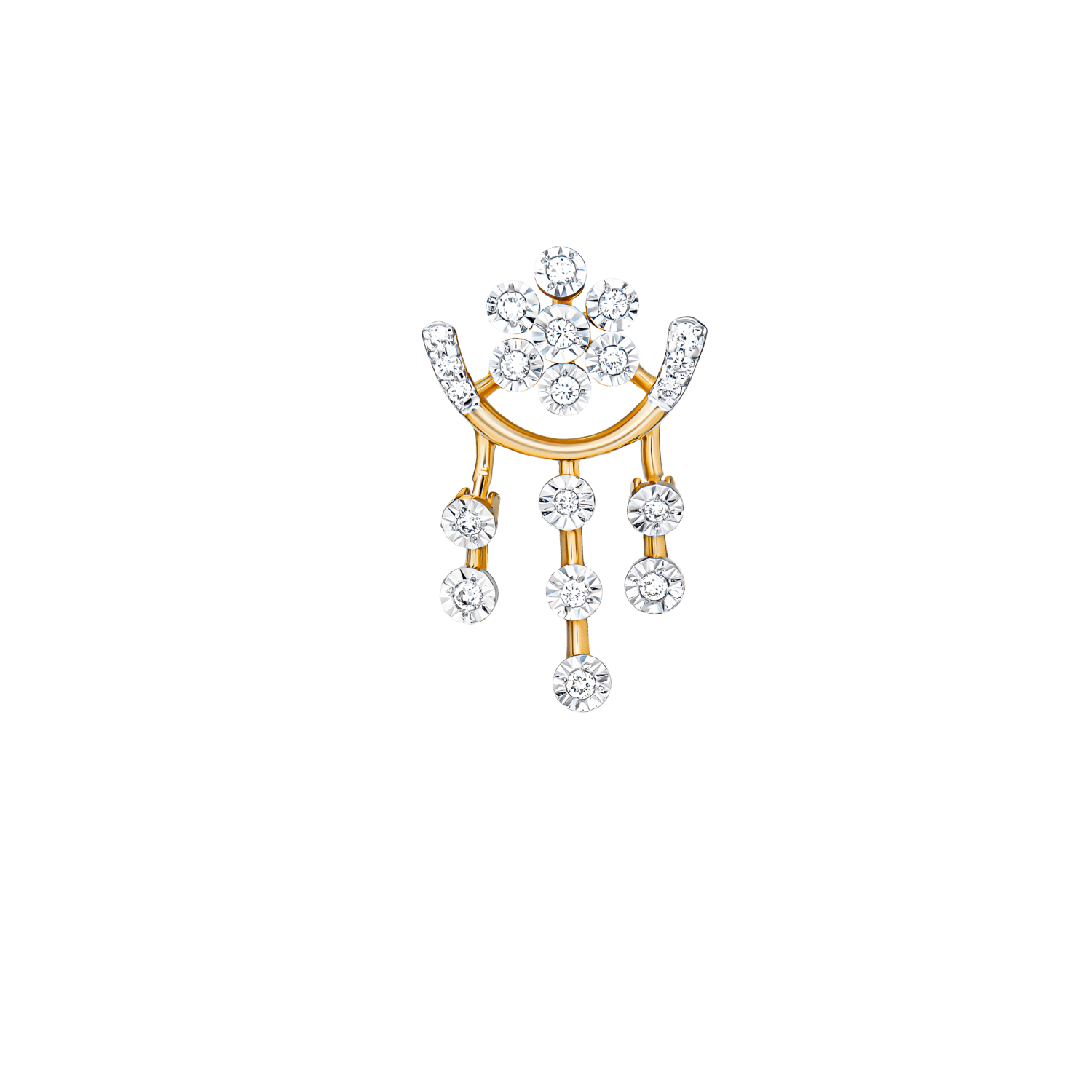 18k Yellow Gold Diamond Necklace & Earrings Set