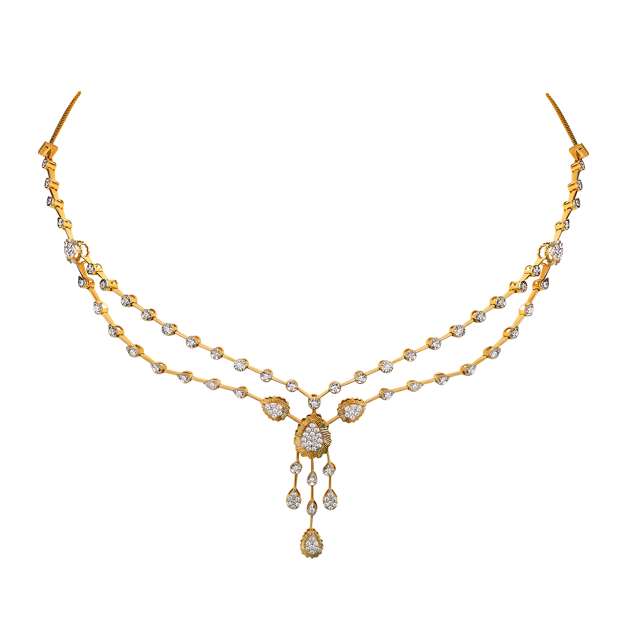 Diamond Necklace & Earring In 18k Gold