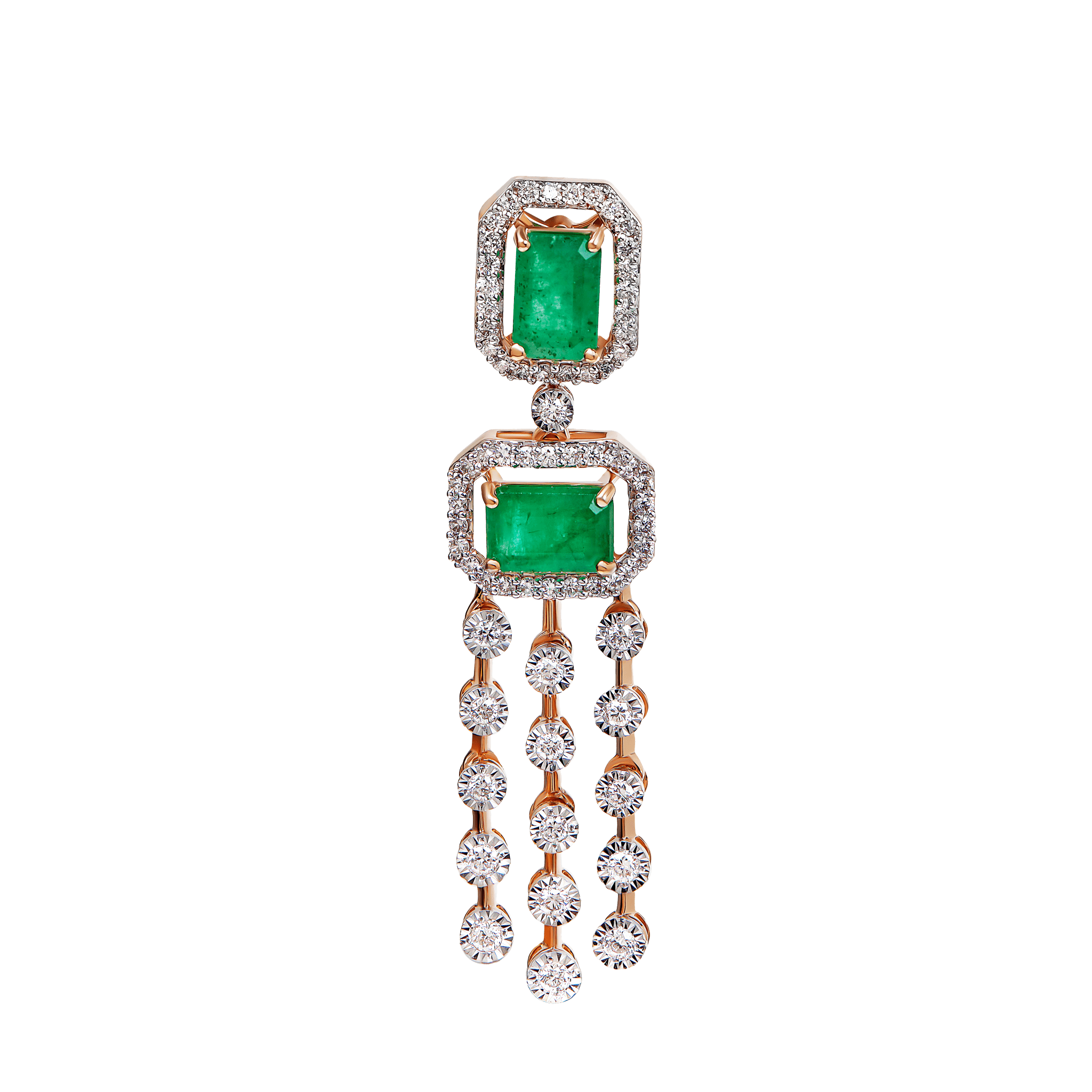 Diamond & Emerald Necklace & Earring In 18k Gold