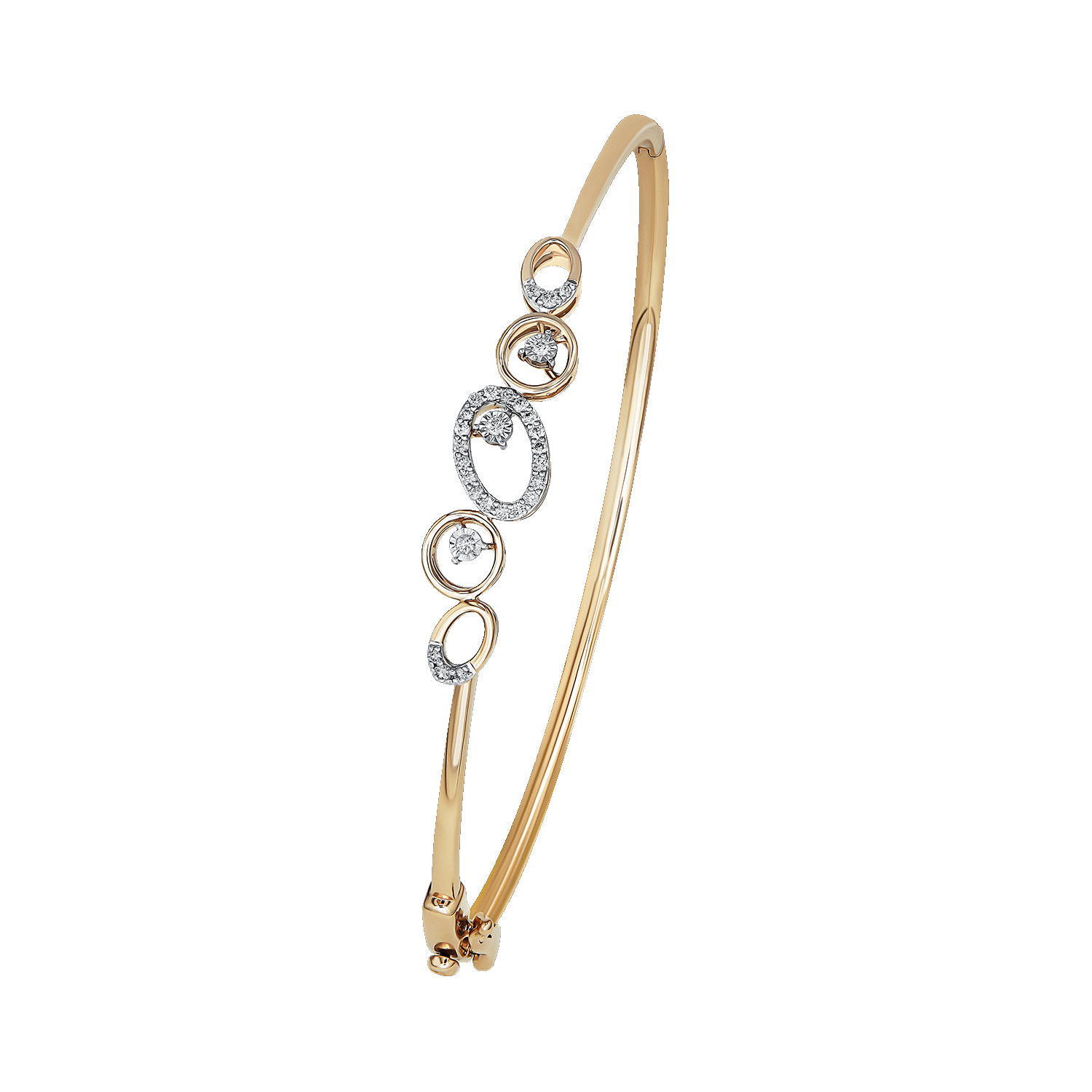 18k Gold Diamond Oval Bangle