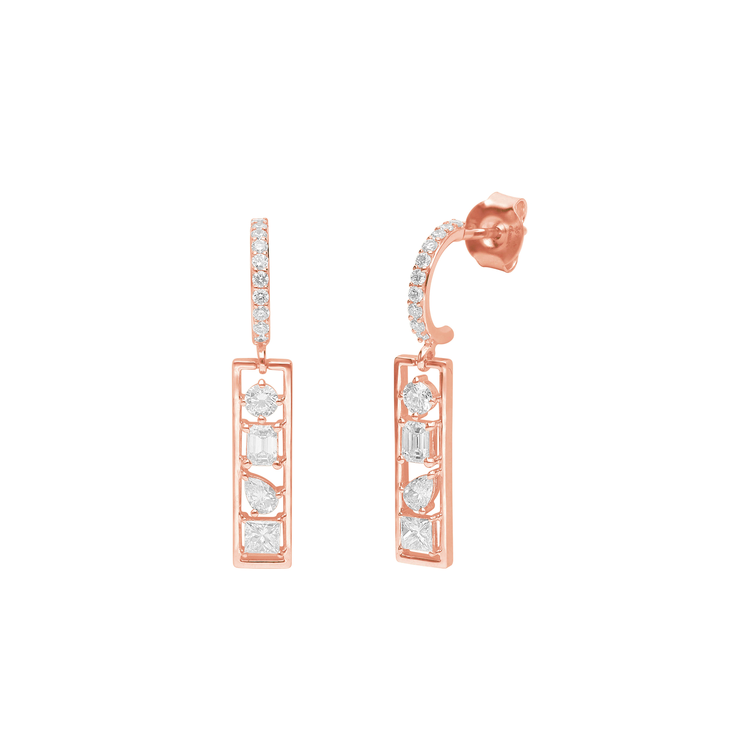Aerial Diamond Earring in 18K Rose Gold