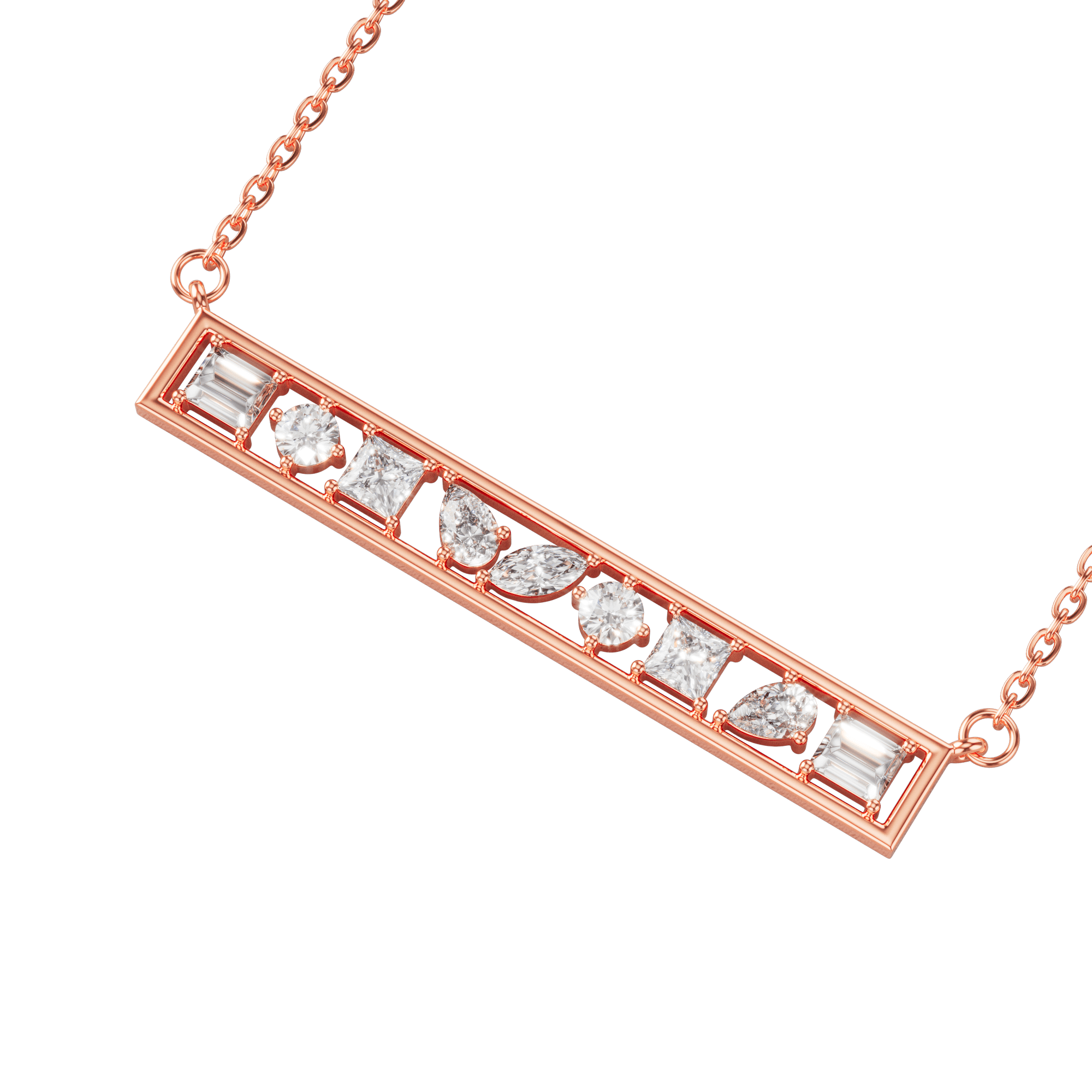 Aerial 18k Rose Gold Diamond Necklace