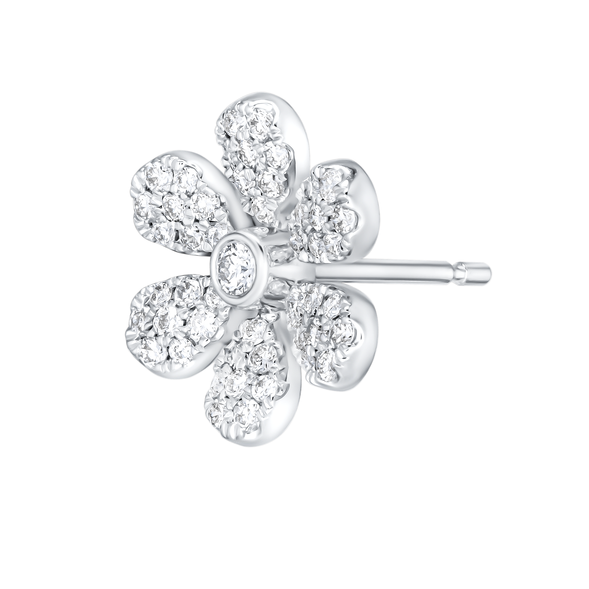 Flora Diamond Earrings In 18k White Gold