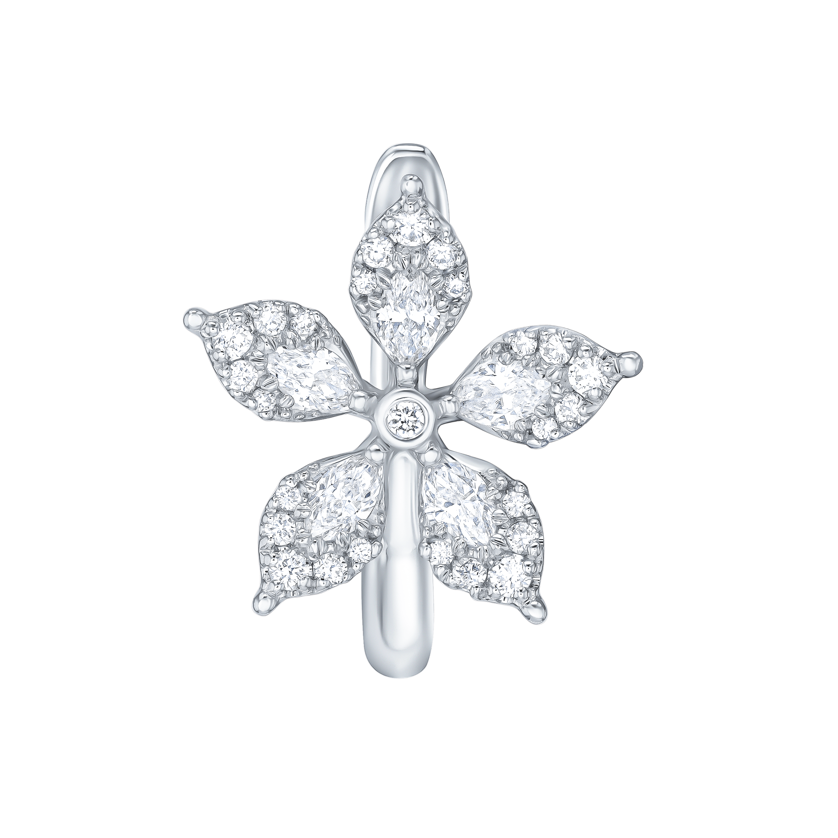Flora Diamond Earrings In 18k White Gold