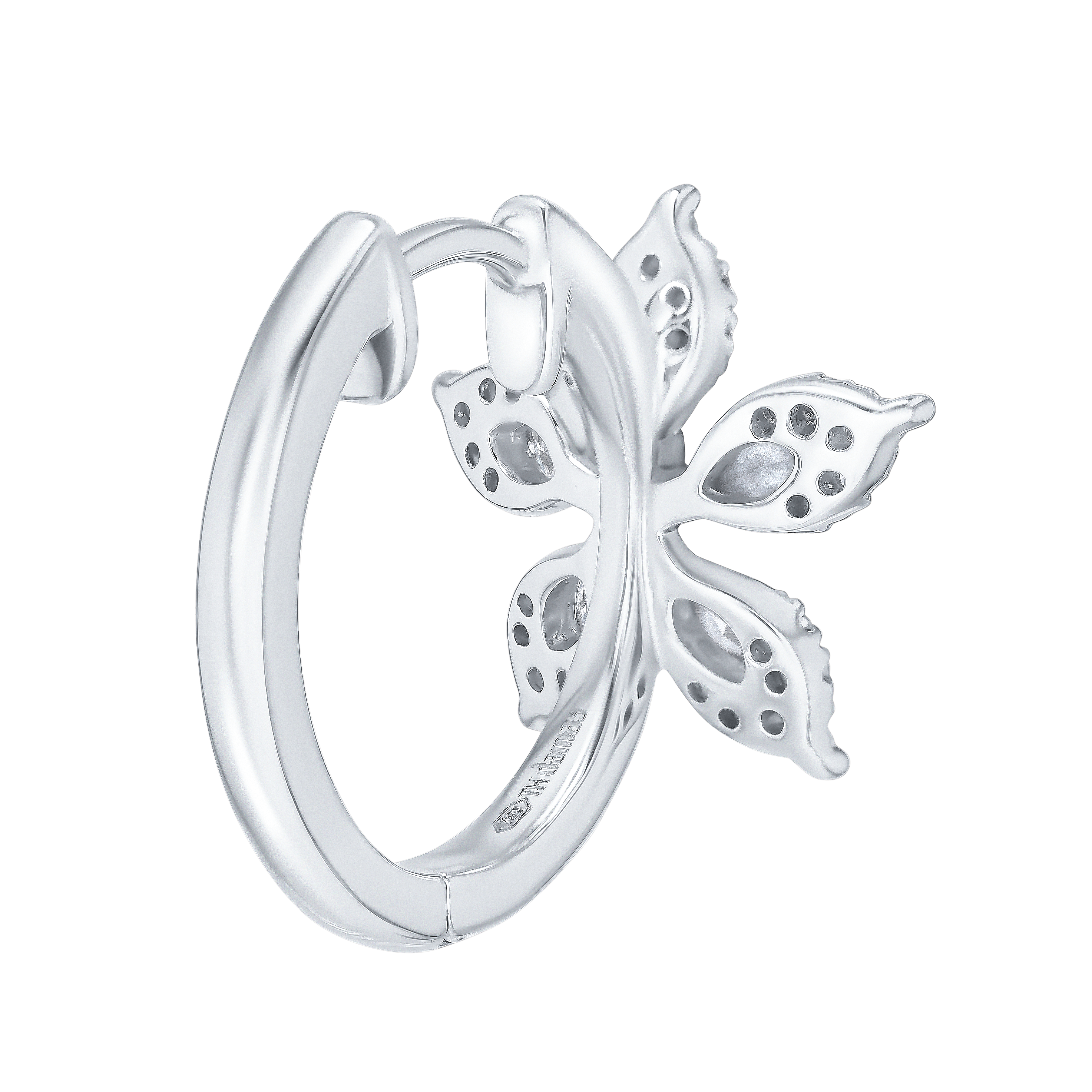Flora Diamond Earrings In 18k White Gold