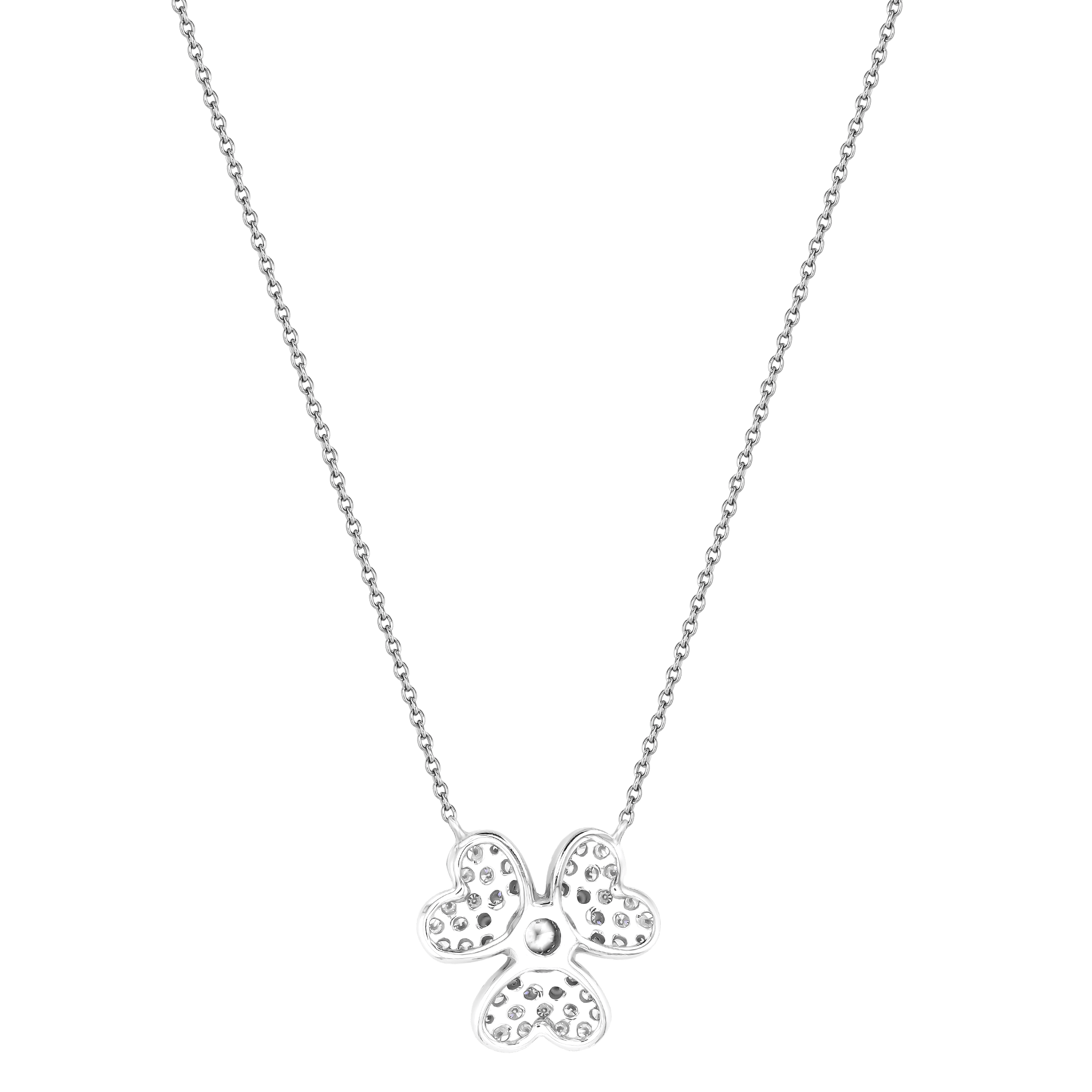Flora Diamond Pendant Chain In 18k White Gold