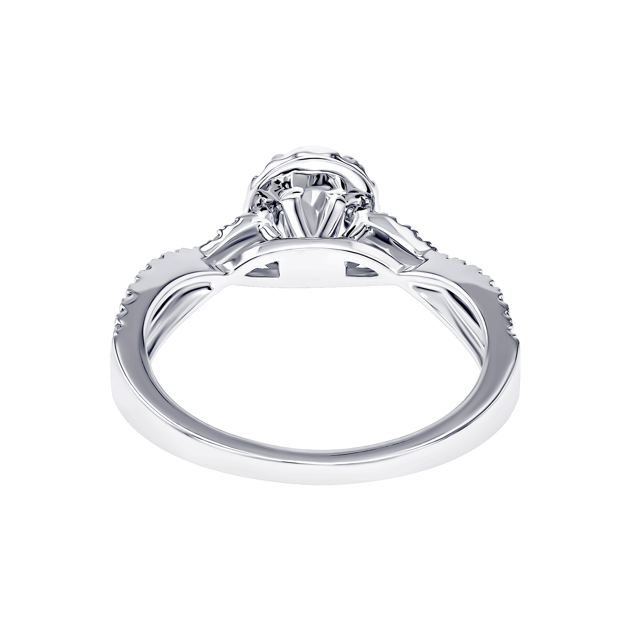 Damas Engagement 0 5 Carat Pear Cut Diamond Engagement Ring With Double Overlapping Diamond Studded Band