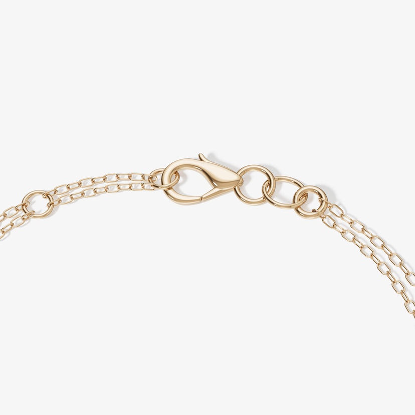 Art Deco Double 18K Yellow Gold Diamond And Mother Of Pearl Bracelet